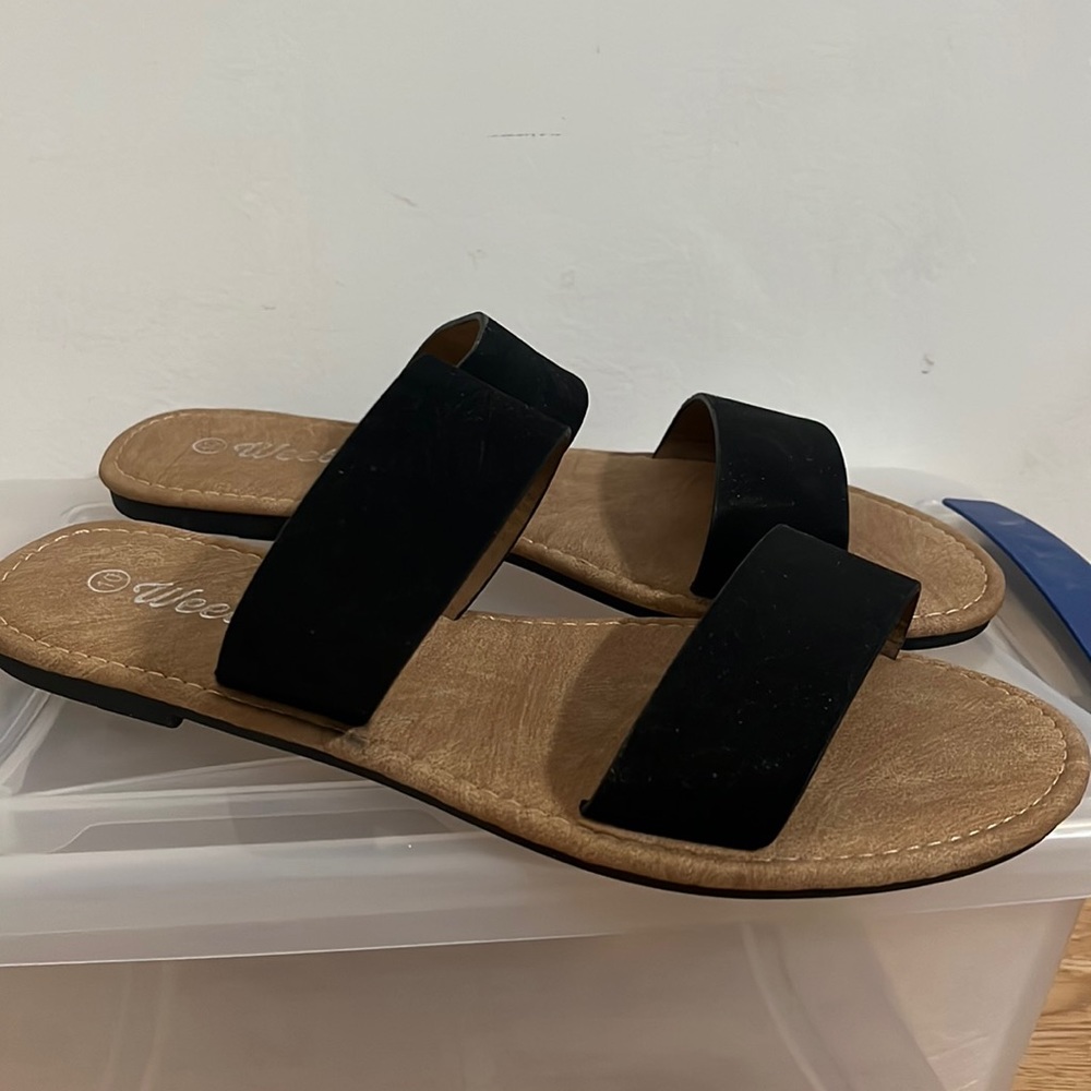 Two Strap Black Sandals
